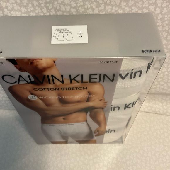Calvin Klein Men's Cotton Stretch 3-Pack White Boxer Brief - Picture 4 of 5